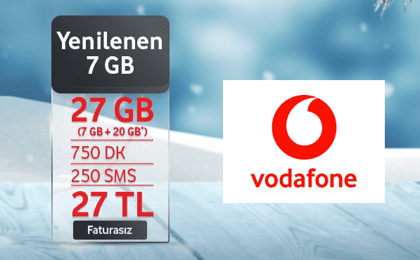 Vodafone Faturasıza Geçiş Tarifesi 27 TL ve 20 Gb Hediye