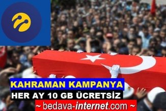 Turkcell Şehit Ailesi ve Gazilere Her Ay Ücretsiz 10 GB